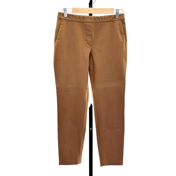 Theory Pull On Brown Elastic Waist Straight Leg Pant Trouser Sz 4 MSRP $129 - Picture 1 of 8